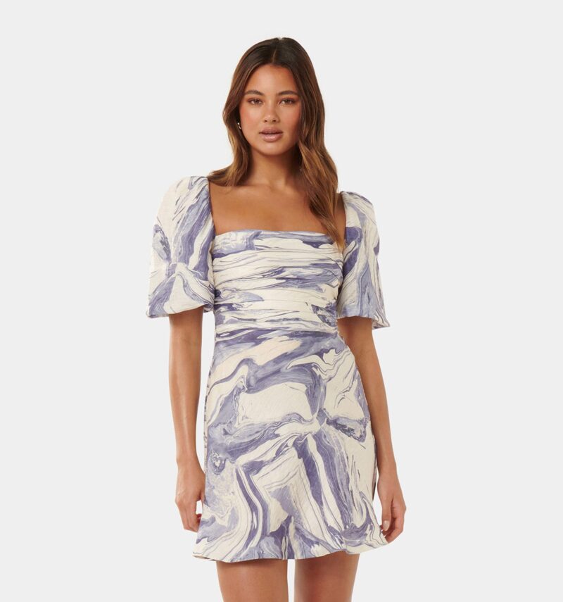 Abigail Printed Puff Sleeve Mi