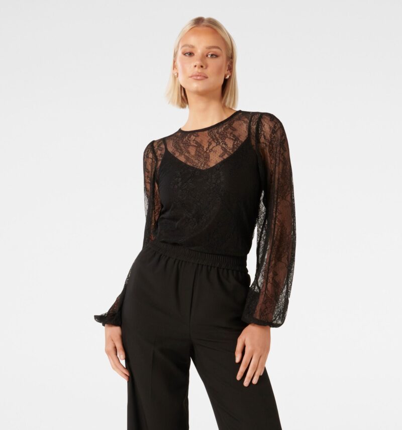 Alexis Round Neck Lace Top