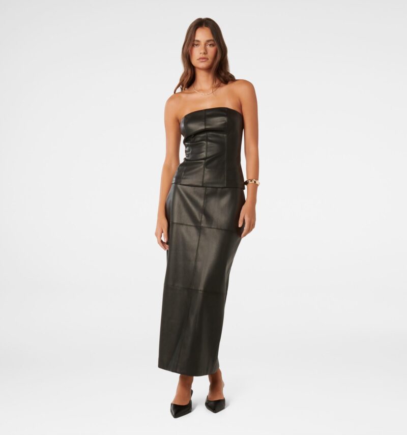 Anais Strapless PU Bustier Top
