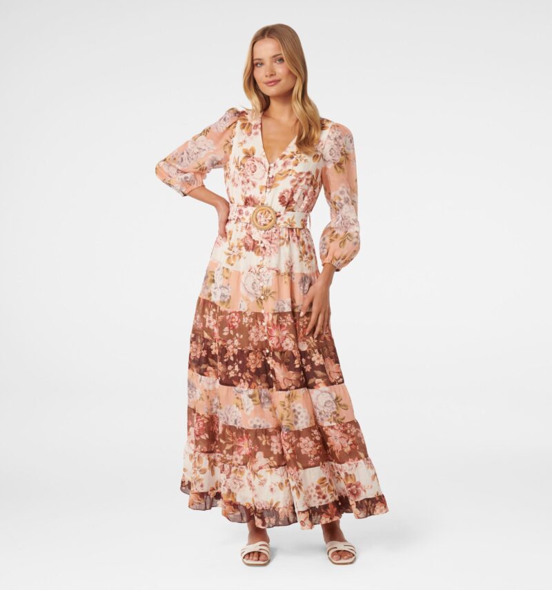 Arlena Patchwork Midi Dress