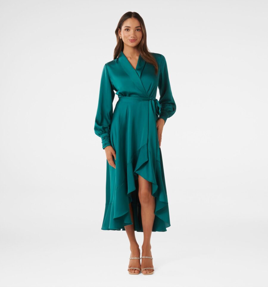 Audrey Petite Wrap Satin Midi