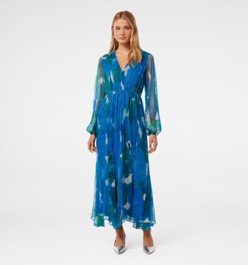 August Printed Plisse Midi Dre