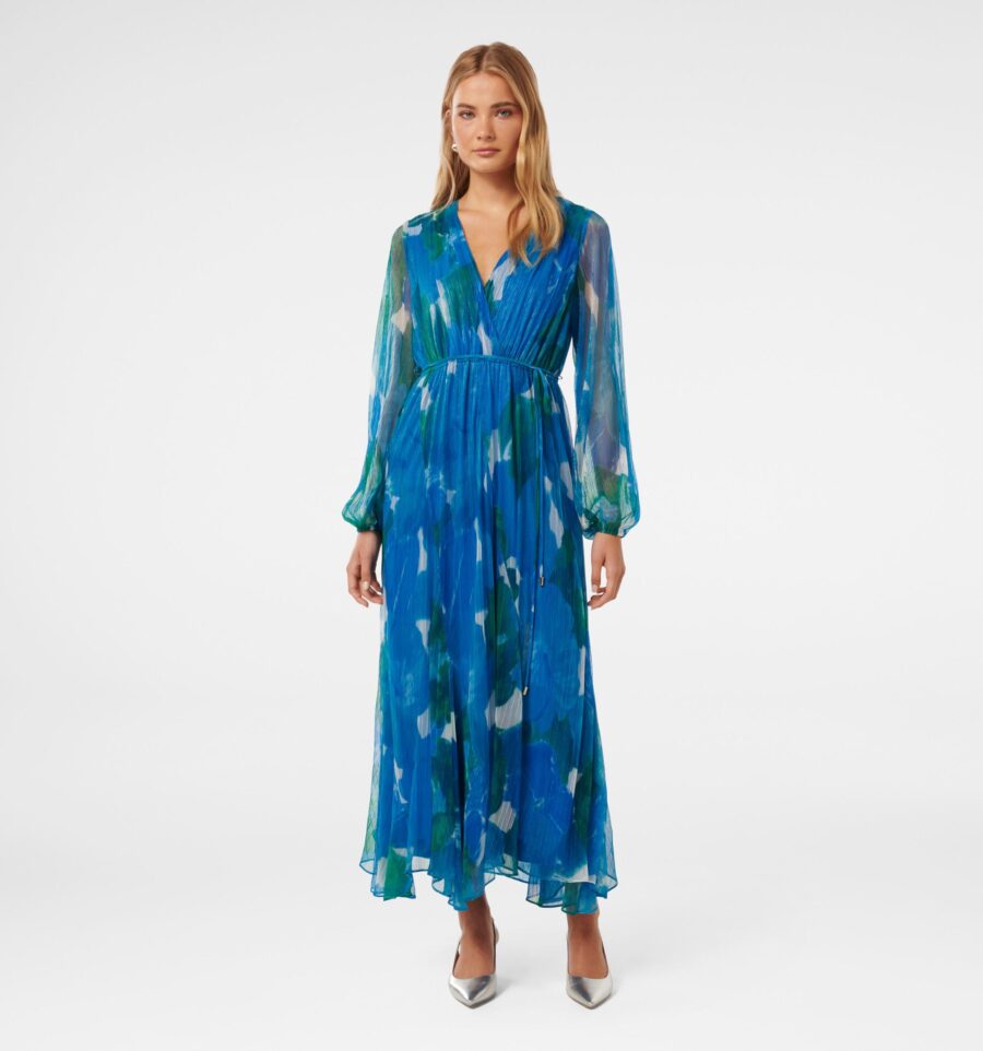 August Printed Plisse Midi Dre