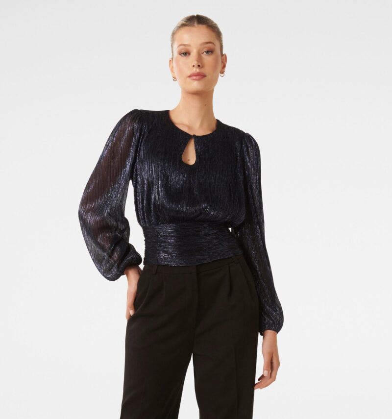 Ava Plisse High Neck Top
