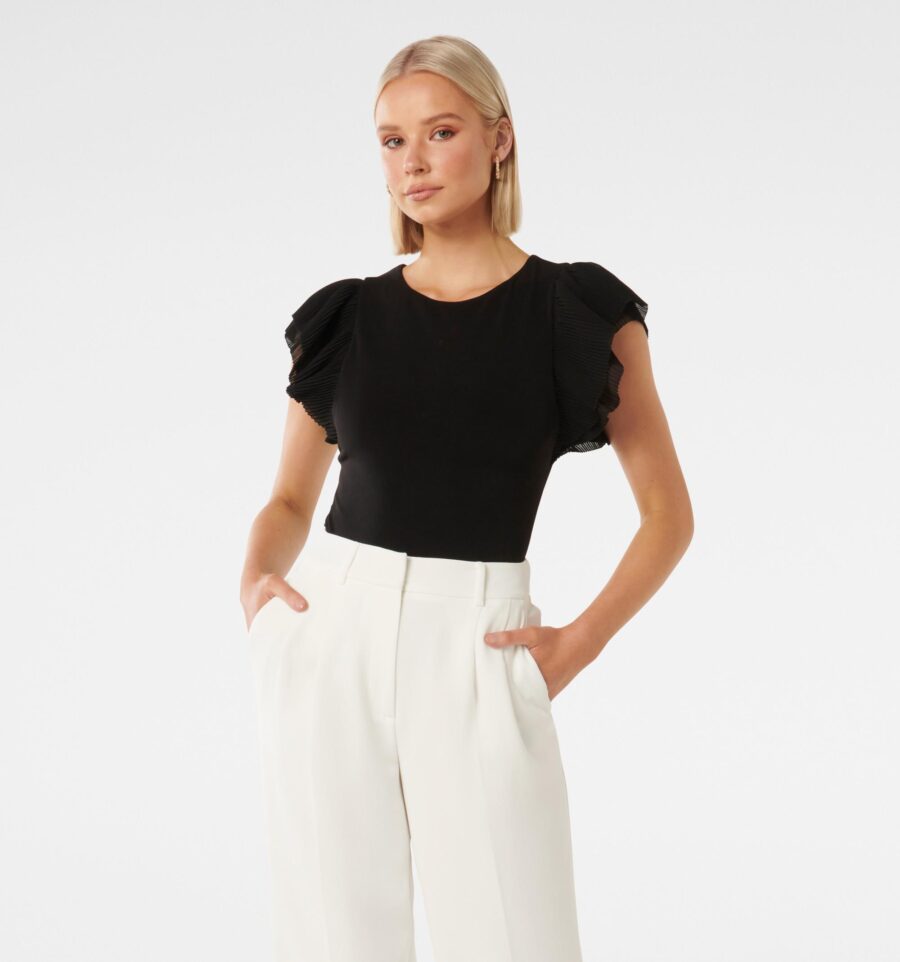 Beth Crepe Flutter Sleeve Top