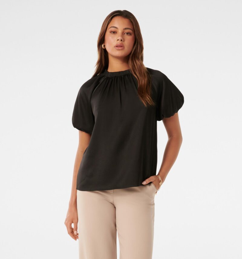 Blake Bubble Sleeve Satin Tee