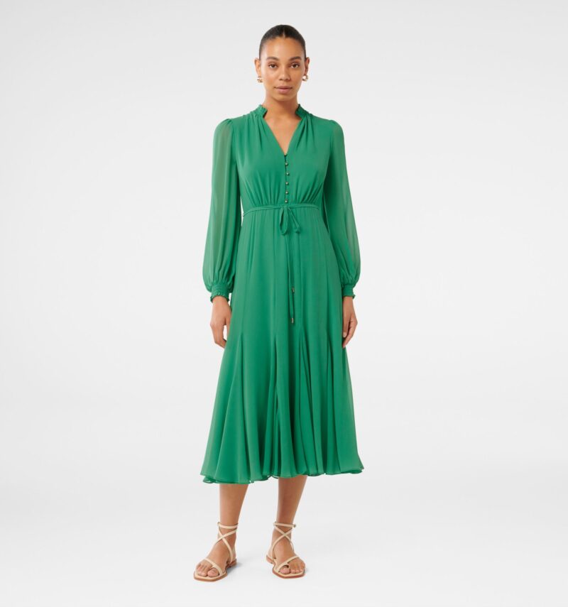Cassidy Shirred Neck Midi Dres