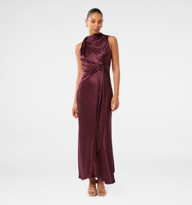Cassie Satin Draped Midi Dress