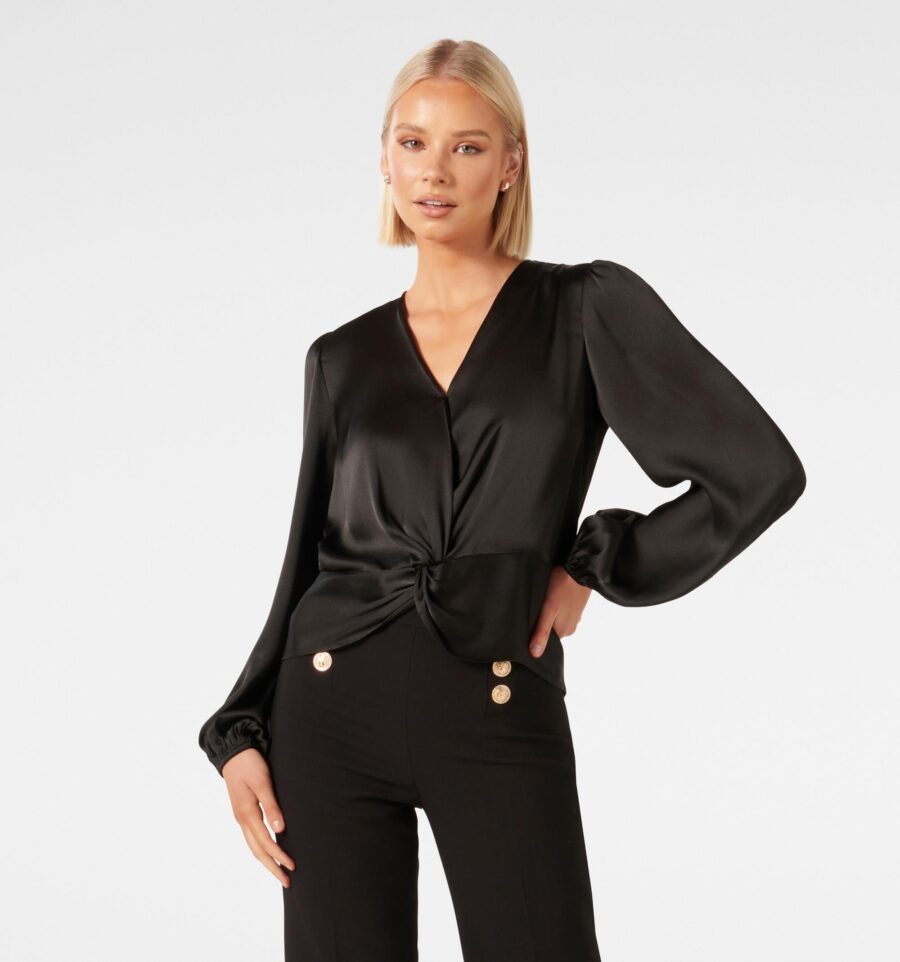 Christale Twist Front Satin Bl