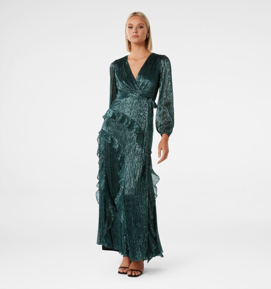 Declan Plisse Ruffle Midi Dres