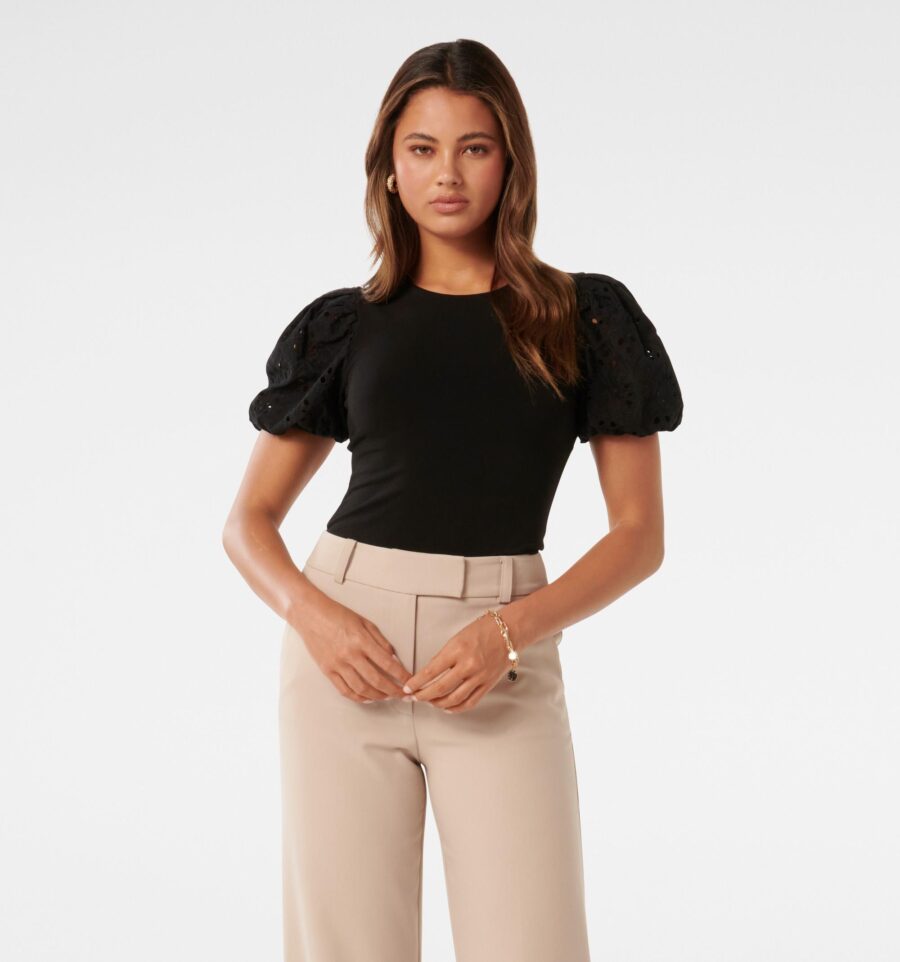 Dionne Crew Neck Crepe Top