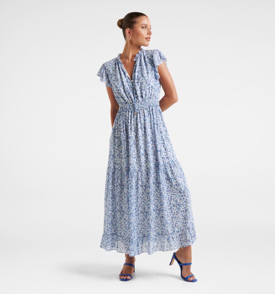 Fleur Flutter Sleeve Midi Dres