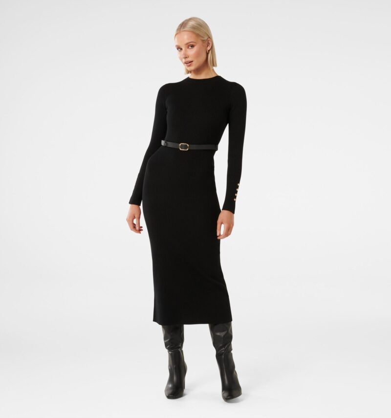 Hannah Belted Midi Knit Dress
