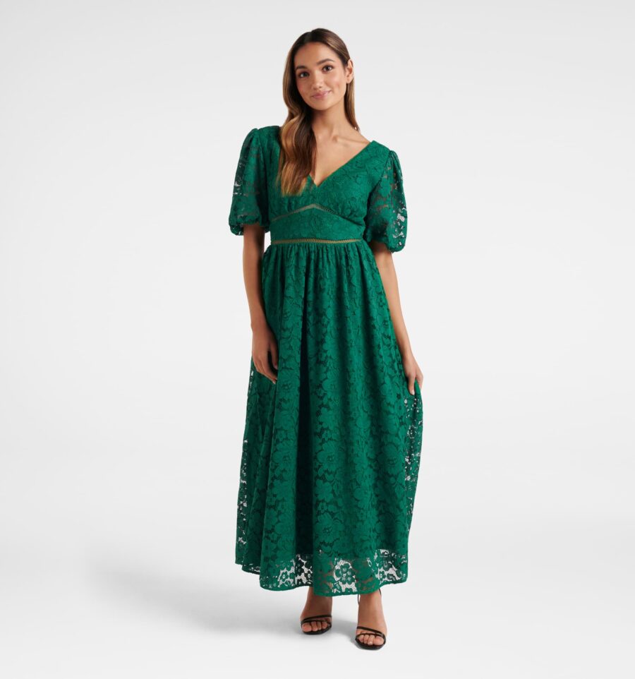 Ivanka Petite Lace V Neck Midi