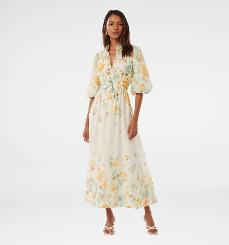 Ivy Petite Puff Sleeve Midi Dr