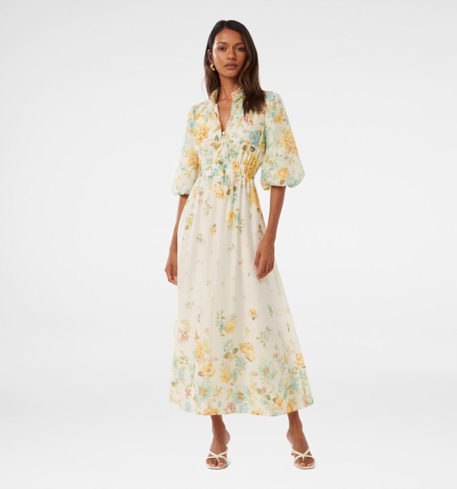 Ivy Petite Puff Sleeve Midi Dr
