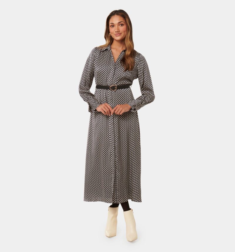 Janine Petite Satin Shirt Midi