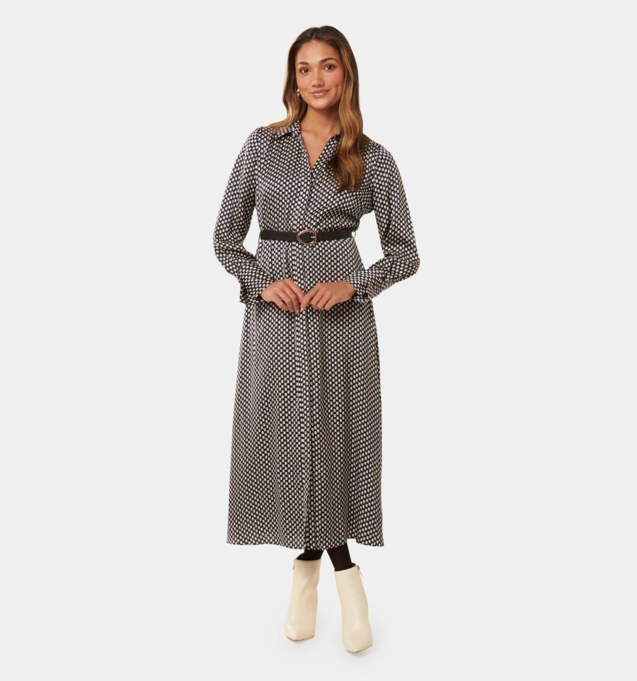 Janine Petite Satin Shirt Midi