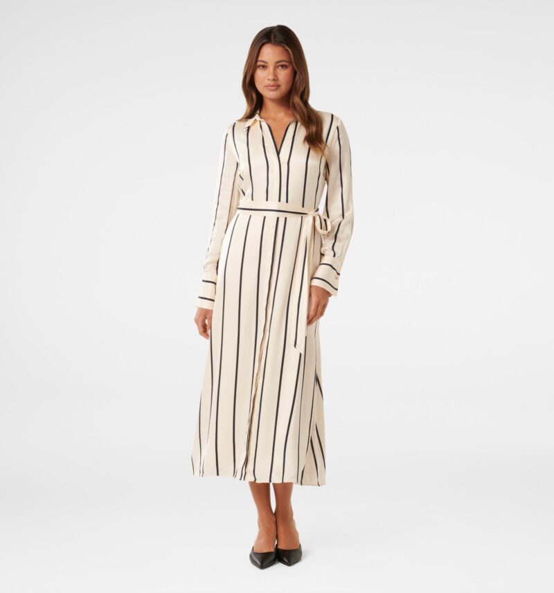 Janine Satin Shirt Midi Dress