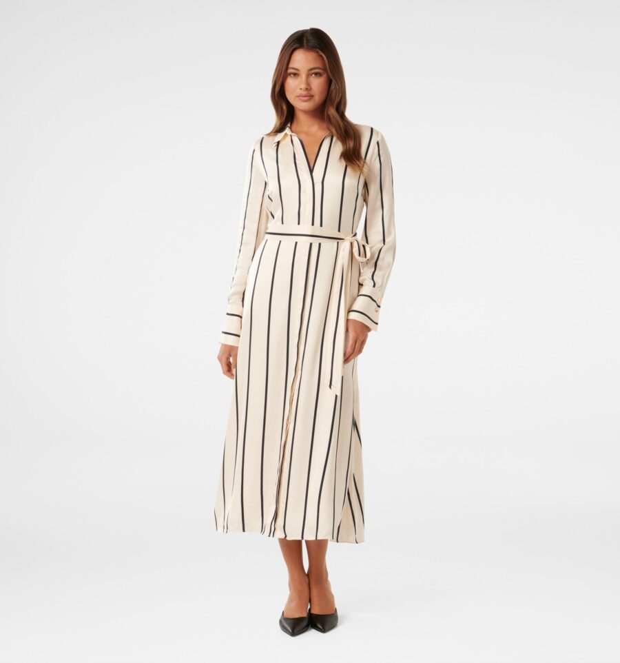 Janine Satin Shirt Midi Dress