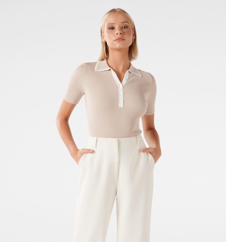 Jo Collar Knit Polo Top