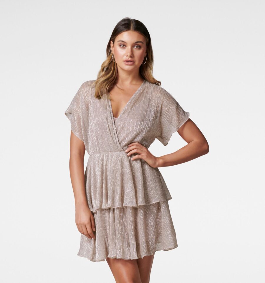 Kyra Plisse Skater Mini Dress