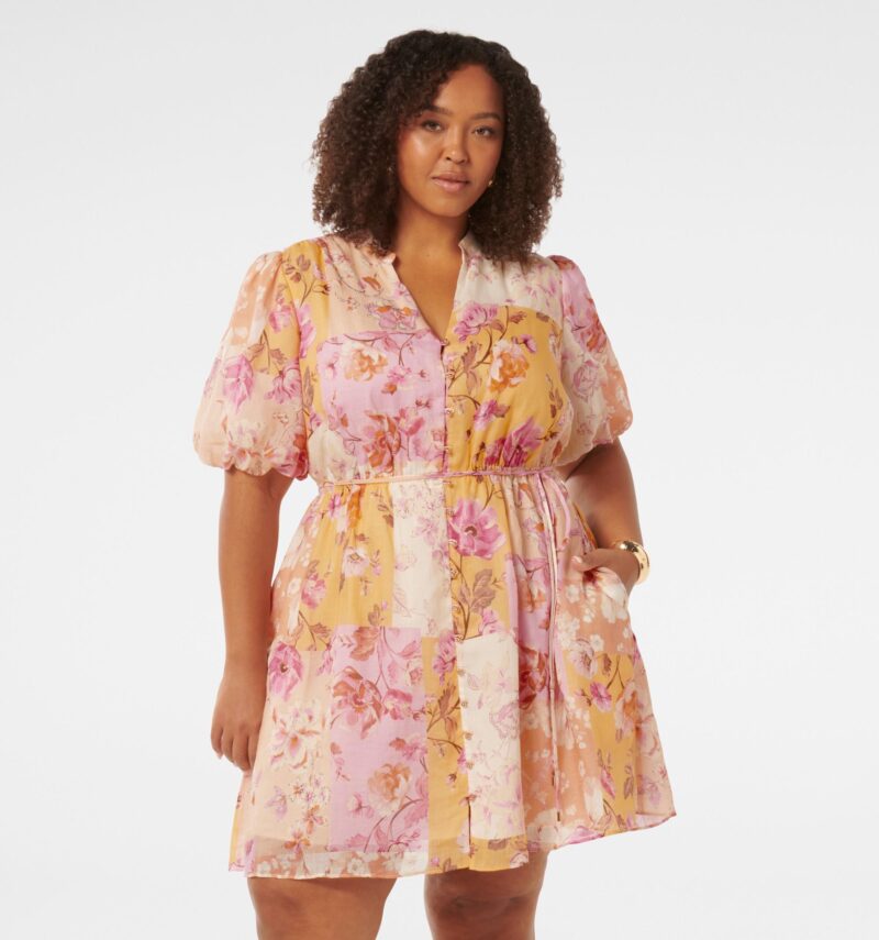 Loanna Curve Puff Sleeve Mini