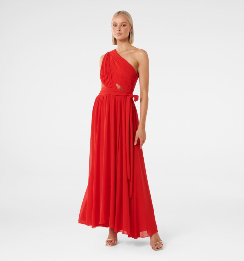 Luca One Shoulder Pleated Maxi