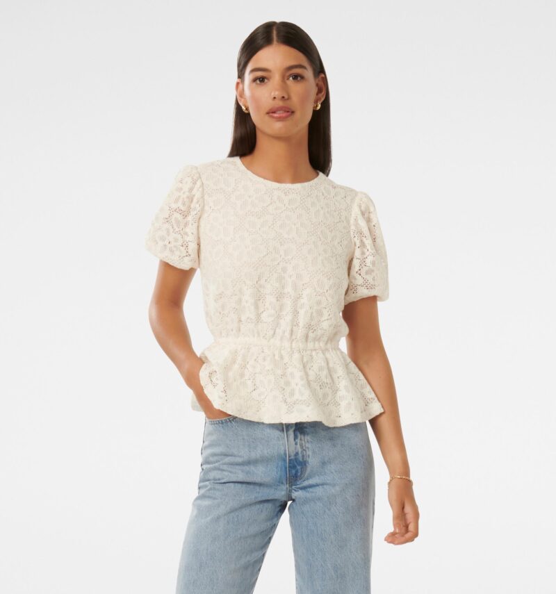 Melinda Crochet Lace Peplum To