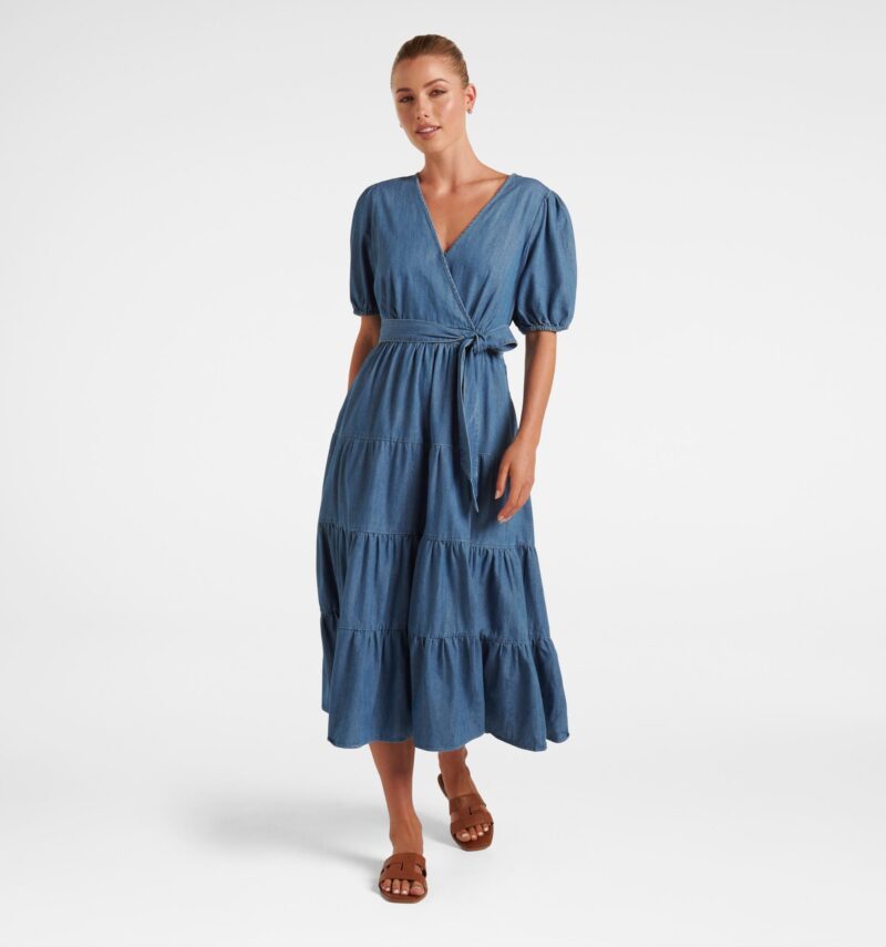 Melody Tiered Wrap Midi Dress