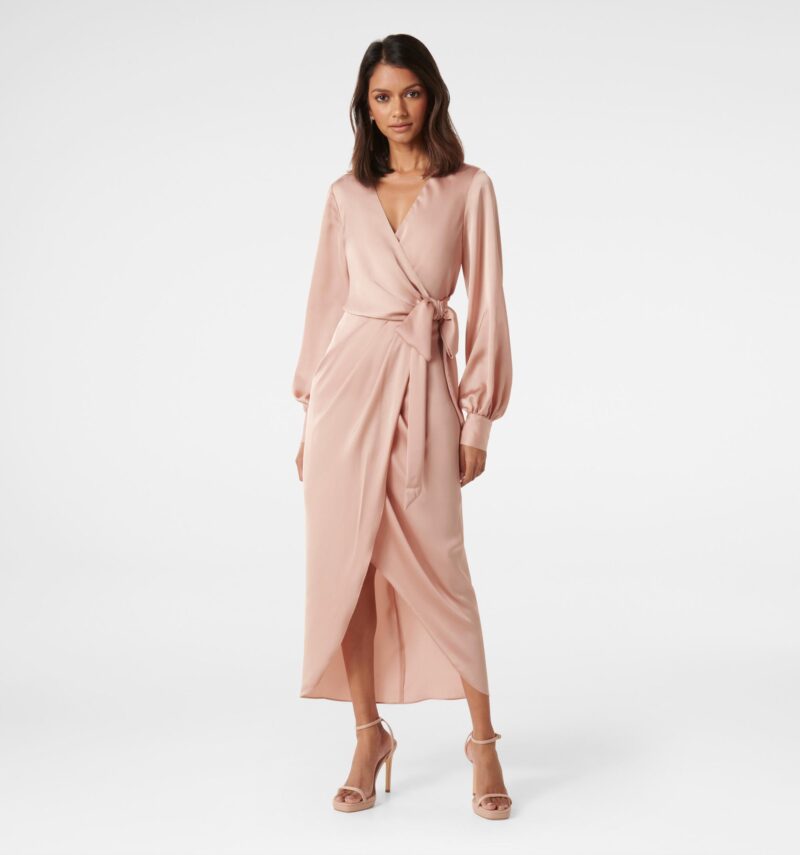 Mirella Petite Wrap Satin Midi
