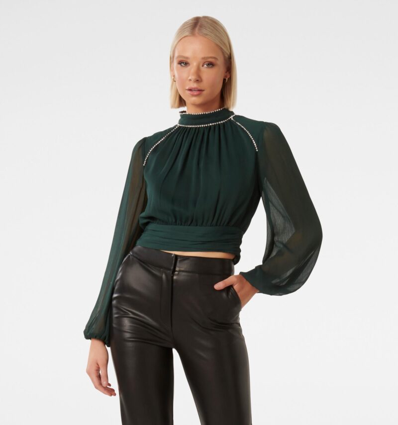 Oriana OpenBack Diamonte Blous