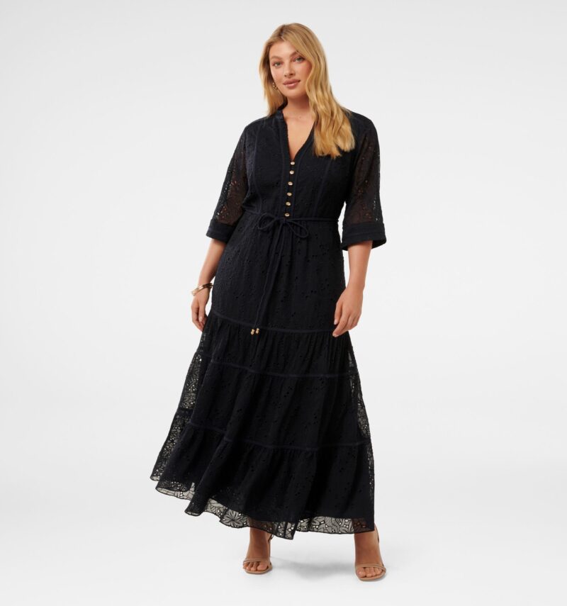 Rachel Curve Embroidered Midi