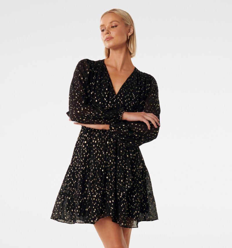 Rose Metallic Spot Skater Dres