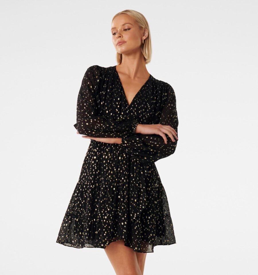 Rose Metallic Spot Skater Dres