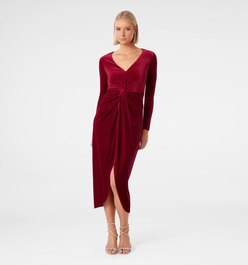 Sofia Velvet Twist Front Midi