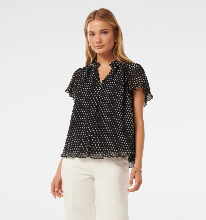 Yvonne Flutter Trim Spliced Bl