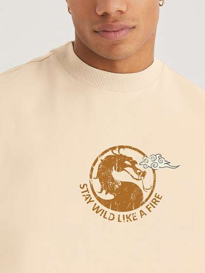 PRONK Dragonite Printed Drop Shoulder Sleeves Cott