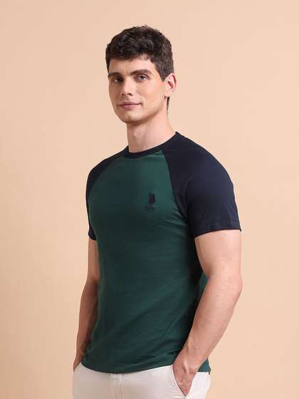 U S Polo Assn Men Green  Black  Varsity Colourbloc