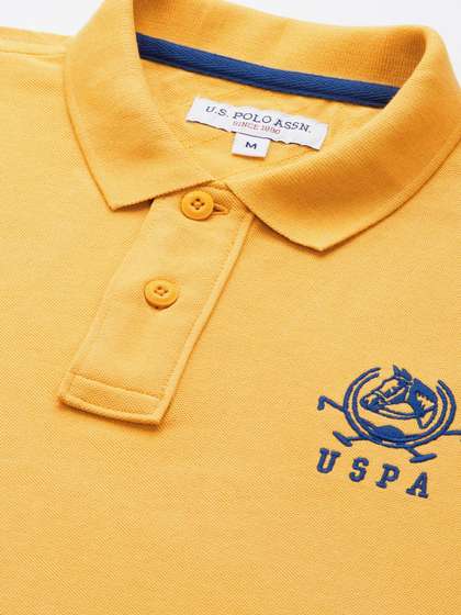 U S Polo Assn Men Mustard Yellow Brand Logo Embroi